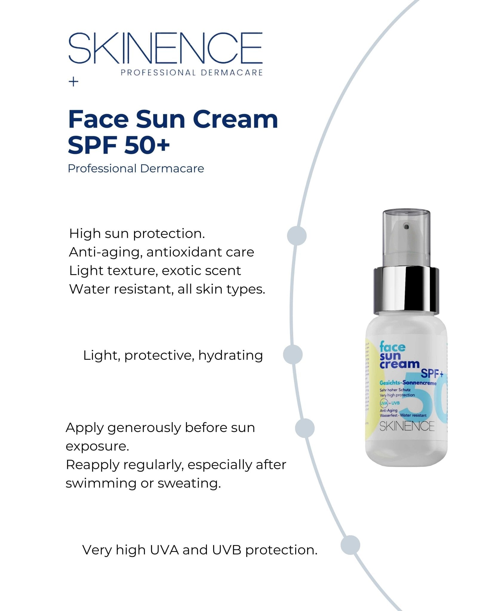 Face Sun Cream SPF 50+ - Skinence – Professional Dermacare