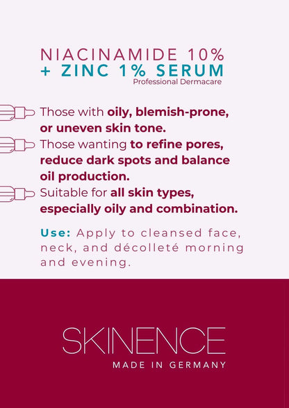 Niacinamide 10% + Zinc 1% Serum - Skinence – Professional Dermacare